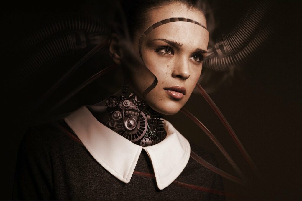 girl with human-like robot face