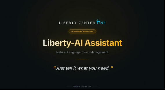 Liberty AI interface showing natural-language management capabilities for OpenStack cloud infrastructure.